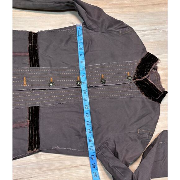Johnny Was Sz S Embellished Military Jacket Brown - Missing One Button - Picture 11 of 15